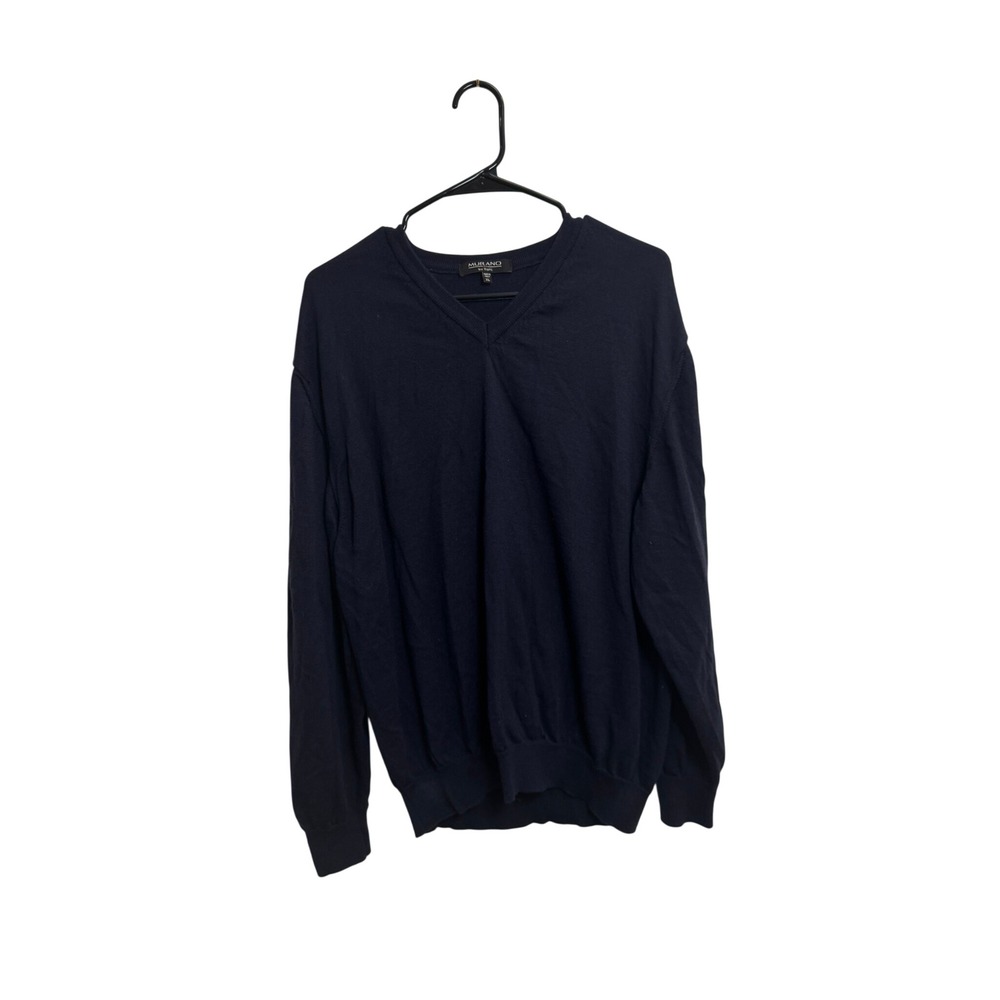 Murano by Raffi Men's XL Navy Blue Extra fine Merino Wool V-Neck Sweater Italy